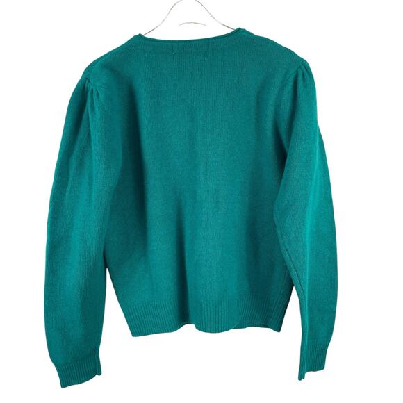 Vintage Lambswool Angora Blend Cardigan Puff Sleeve Holiday Cottage Core Small - Picture 4 of 10